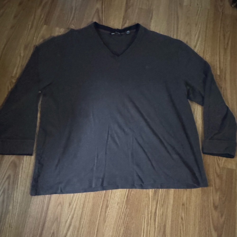 Pierre Cardin V Neck Double Layer Effect Long Sleeve Top Classic‎ Vintage Basics